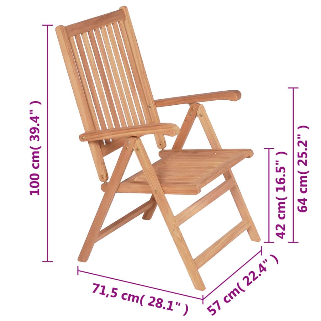 vidaXL 6 pcs Patio Chairs - Adjustable Reclining Outdoor Furniture - Classic Design - Fine Sanded Teak Hard Wood - Weather Resistant - Foldable & Lightweight