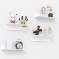 PuzFun 12 White Acrylic Floating Shelves, 4 Pack Wall Shelf with Cable Clips, Small Floating Shelf for Expand Wall Display Space