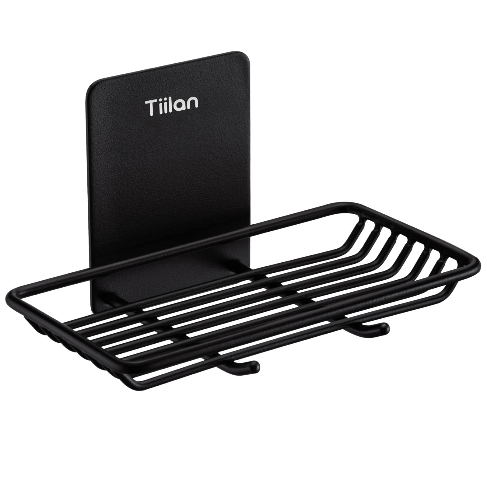 Tiilan Self Adhesive Bar Soap Dish for Shower, Bathroom Soap Holder Wall Mount - Stainless Steel, Black
