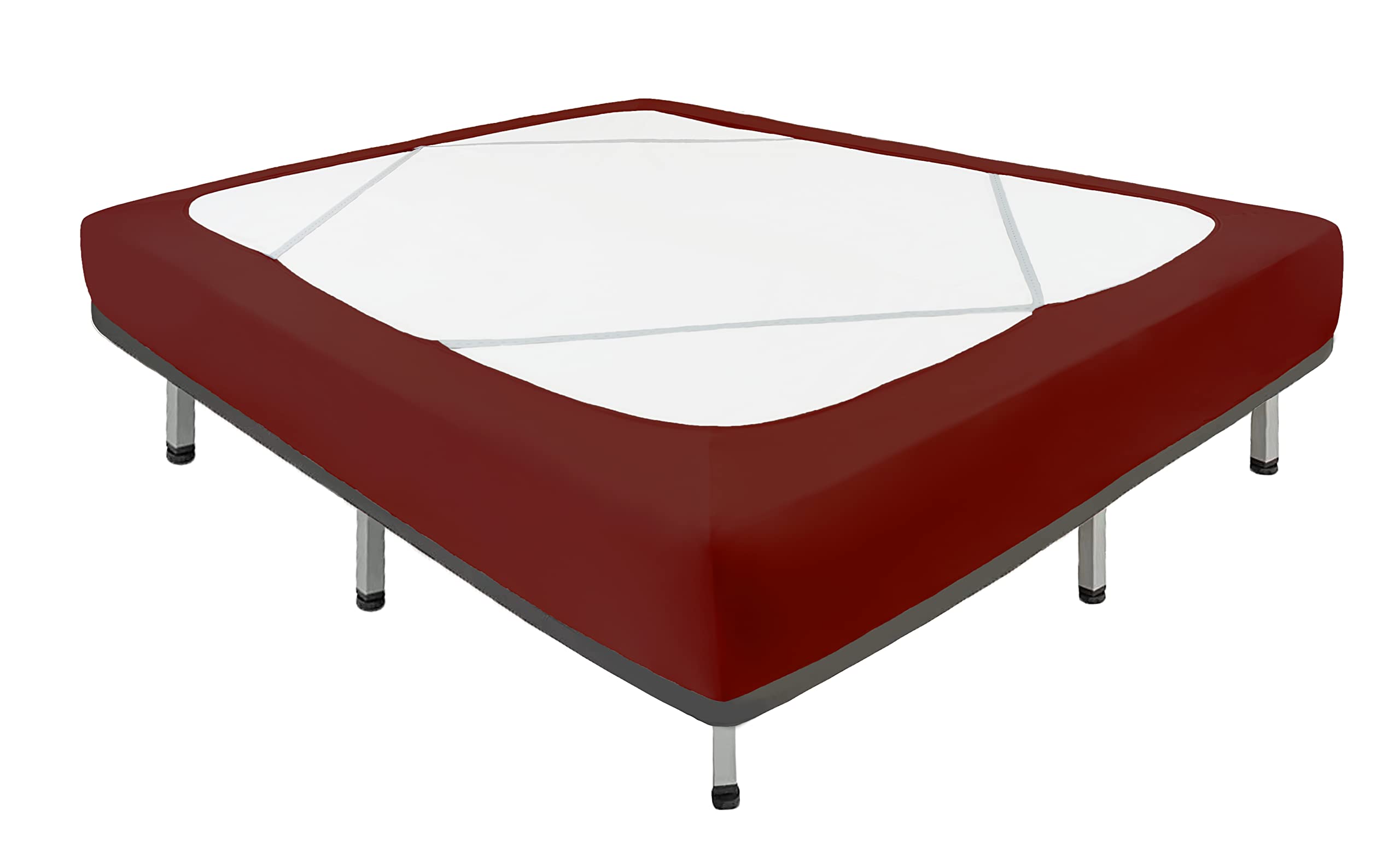 Biscaynebay Decorative Box Spring Cover Queen Size, Burgundy Luxurious Jersey Knitting Stretchy Wrap Around 4 Sides Bed Skirt Fo