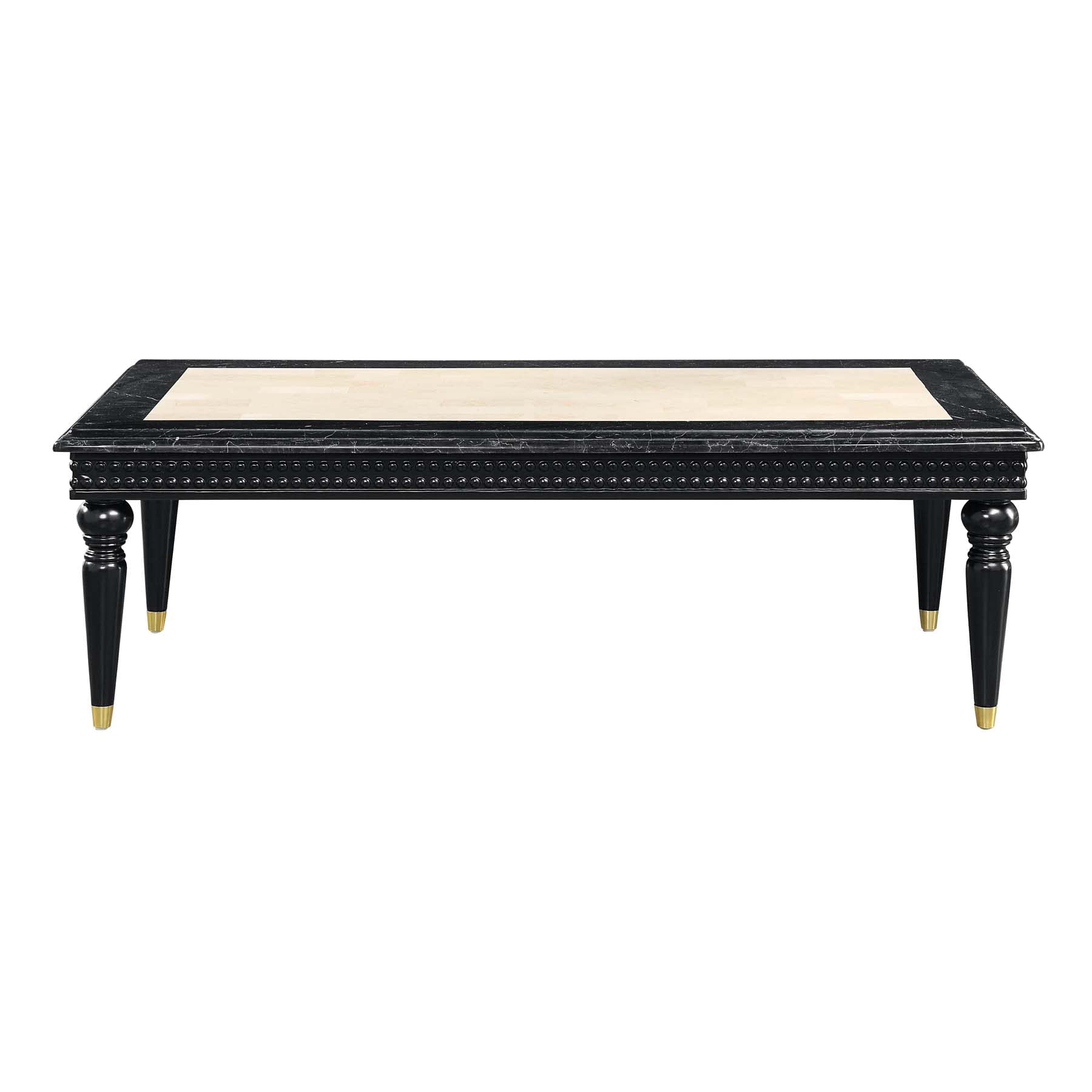 Acme Furniture Rectangular Coffee Table, Marble Top/Black