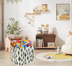 Sanjiaofen Square Woodland Storage Bin, Nursery Basket,Collapsible Green Storage Box With Handles For Nursery Storage. (Square Tree)