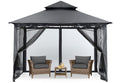 Mastercanopy Outdoor Garden Gazebo For Patios With Stable Steel Frame And Netting Walls (8X8,Dark Gray)
