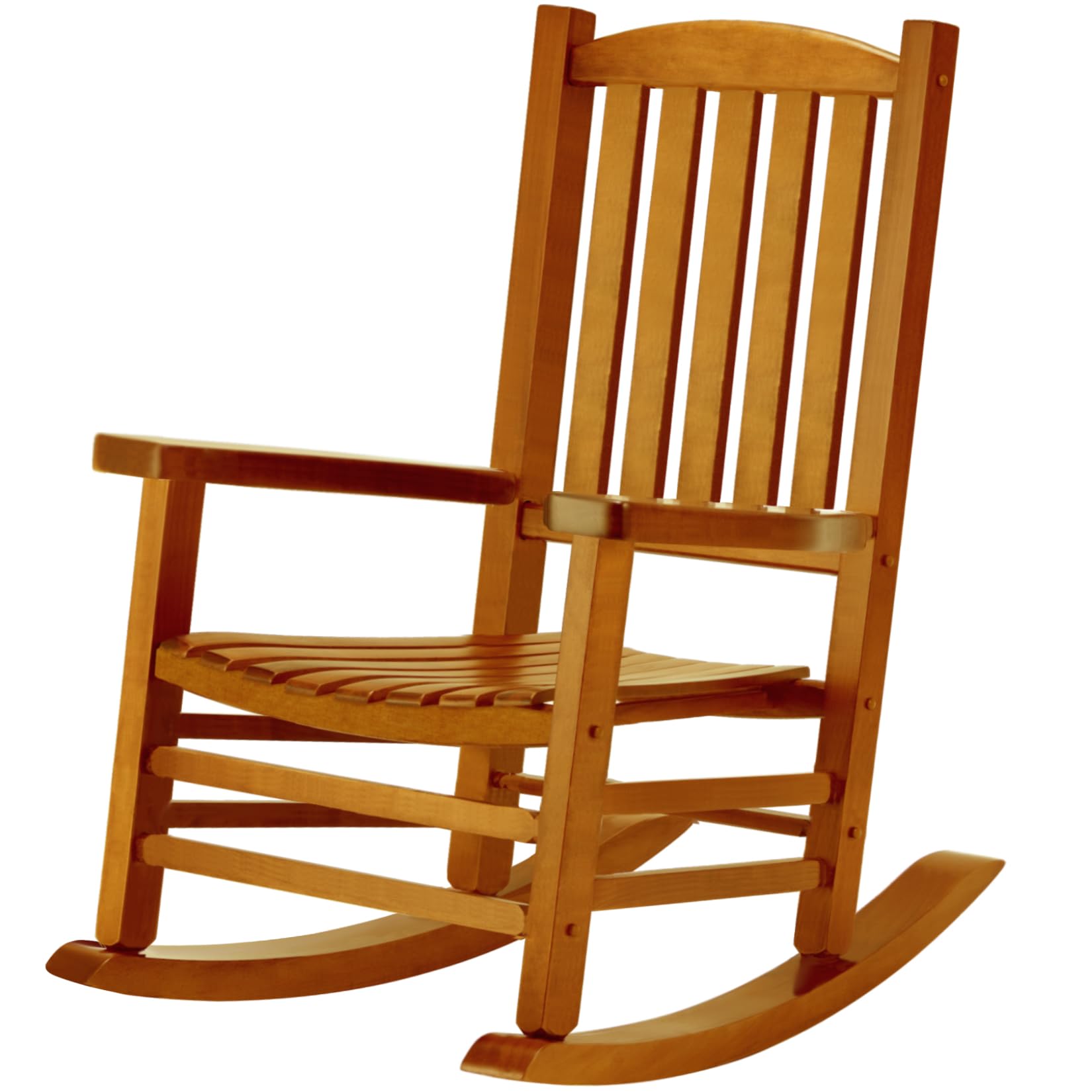 Hupmad Wooden Rocking Chair Rocker Outdoor Oversized Porch Rocker Chair,Patio Wooden Rocker With Armrest,All Weather Rocker Slat