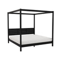 Walker Edison Isla Slatted Headboard Canopy Bedframe, King, Black