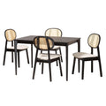 Baxton Studio Darrion Cream Fabric and Black Wood 5-Piece Dining Set