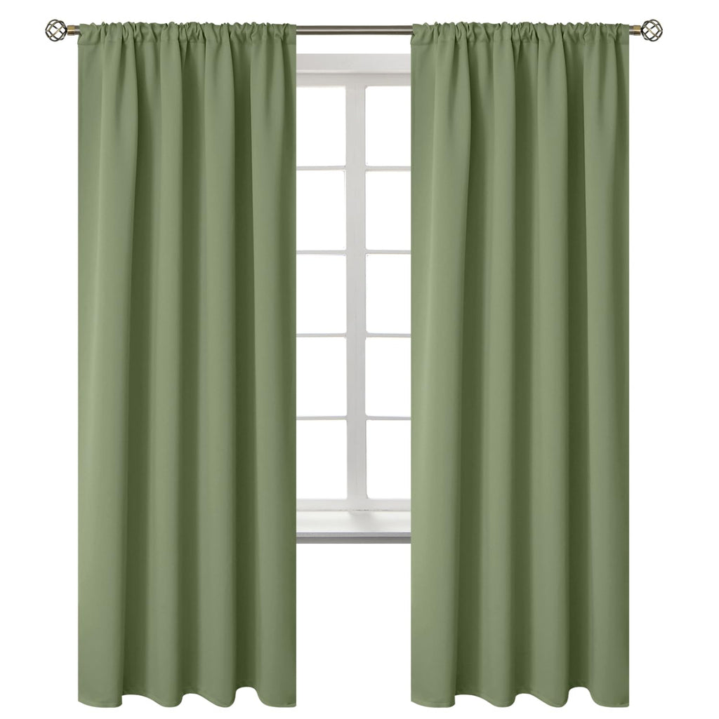 Bgment Olive Green Blackout Curtains 72 Inches Length For Bedroom - Rod Pocket Thermal Insulated Room Darkening Drapes For Living Room Dining Privacy Spring Decor, 42 X 72 Inch, 2 Panels