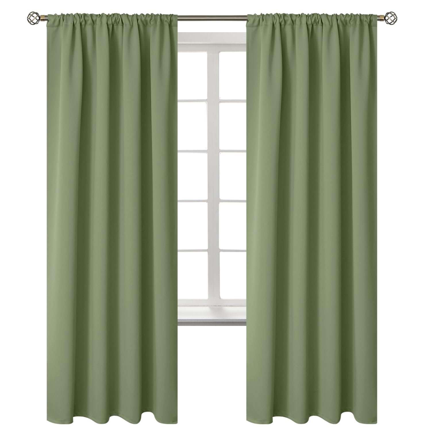 Bgment Olive Green Blackout Curtains 72 Inches Length For Bedroom - Rod Pocket Thermal Insulated Room Darkening Drapes For Living Room Dining Privacy Spring Decor, 42 X 72 Inch, 2 Panels