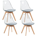 Anour Dining Chairs Set Of 4, Modern Kitchen Clear Acrylic Accent Dinner Chairs With Pu Leather Cushions Seat And Solid Beech Le