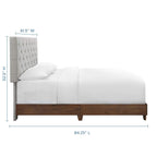 Modway Rhiannon Diamond Tufted Upholstered Fabric Queen Bed, Walnut Beige