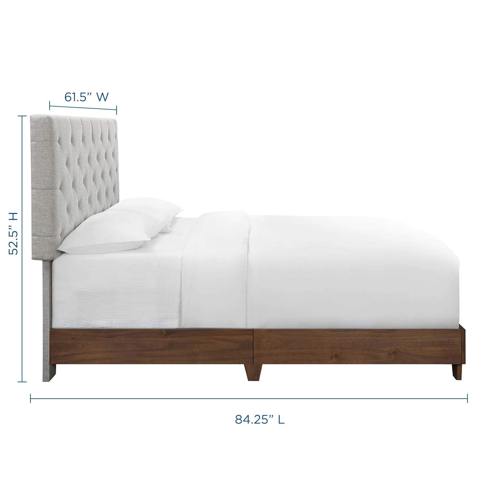 Modway Rhiannon Diamond Tufted Upholstered Fabric Queen Bed, Walnut Beige