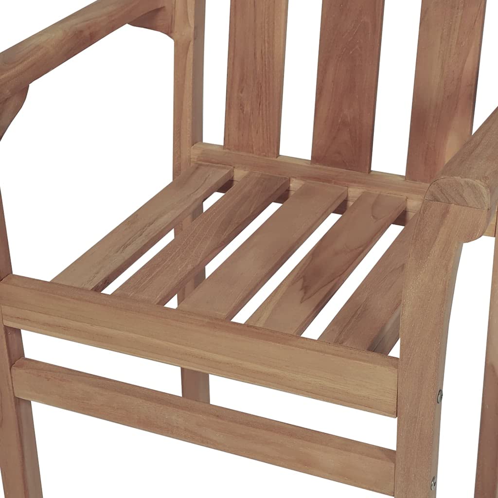 vidaXL 8 pcs Patio Chairs - Stackable, Solid Teak Wood, Fine-Sanded - Suitable for Outdoor, Garden, Home, Office - Brown
