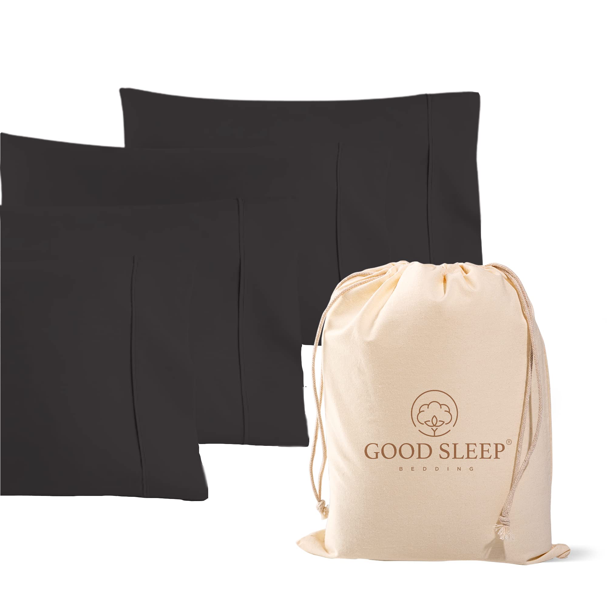 1000 Tc Dark Gray King Pillowcases Set Of 4 100% Egyptian Cotton Pillow Cases With Long Staple Cotton & Sateen Weave, Silky Soft