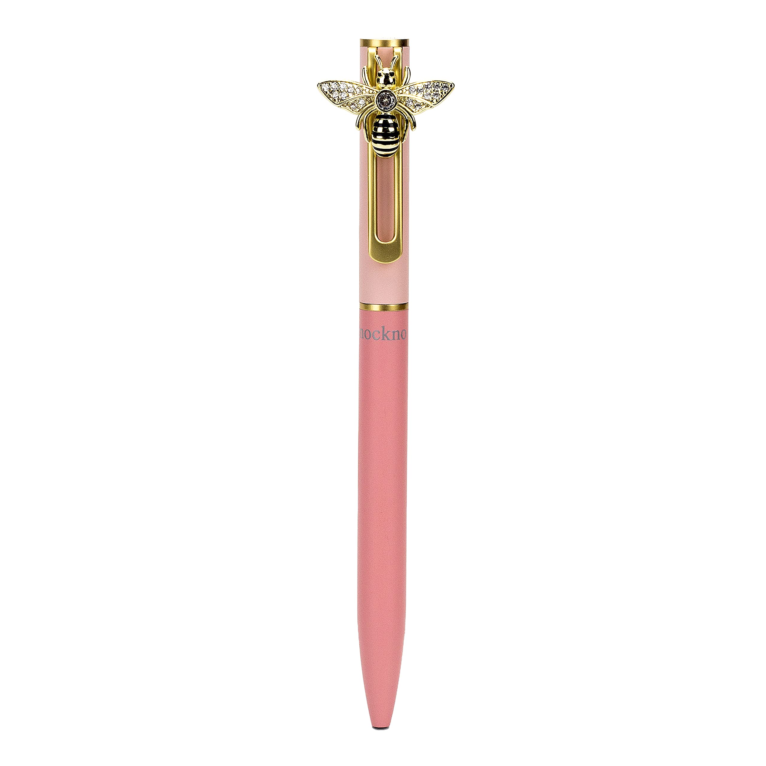 knockno Bee Pink Metal Black Gel Ink Pen, Unique & Fun Magnet Cute Ornament Pen for Journaling, Writing, Drawing, Office, Home, 