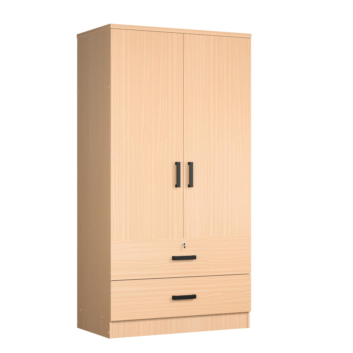 Woodpeckers Furniture And Mattress 2-Door Closet with 2-Drawers (Beech)