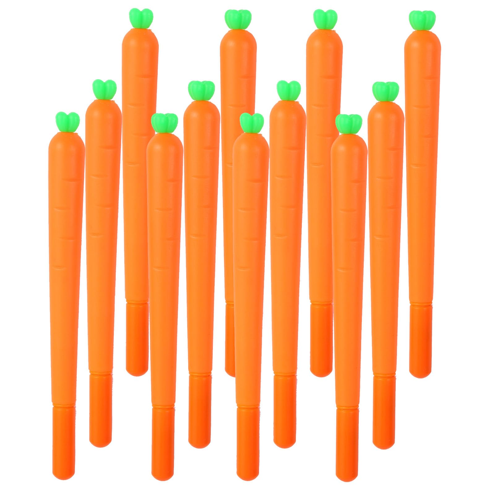 Yyaaloa 12Pcs Carrot Gel Ink Pens 0.5 Mm Black Ink Novelty Pens For Child, Women Coworkers Kids Office School Home Wedding Brida