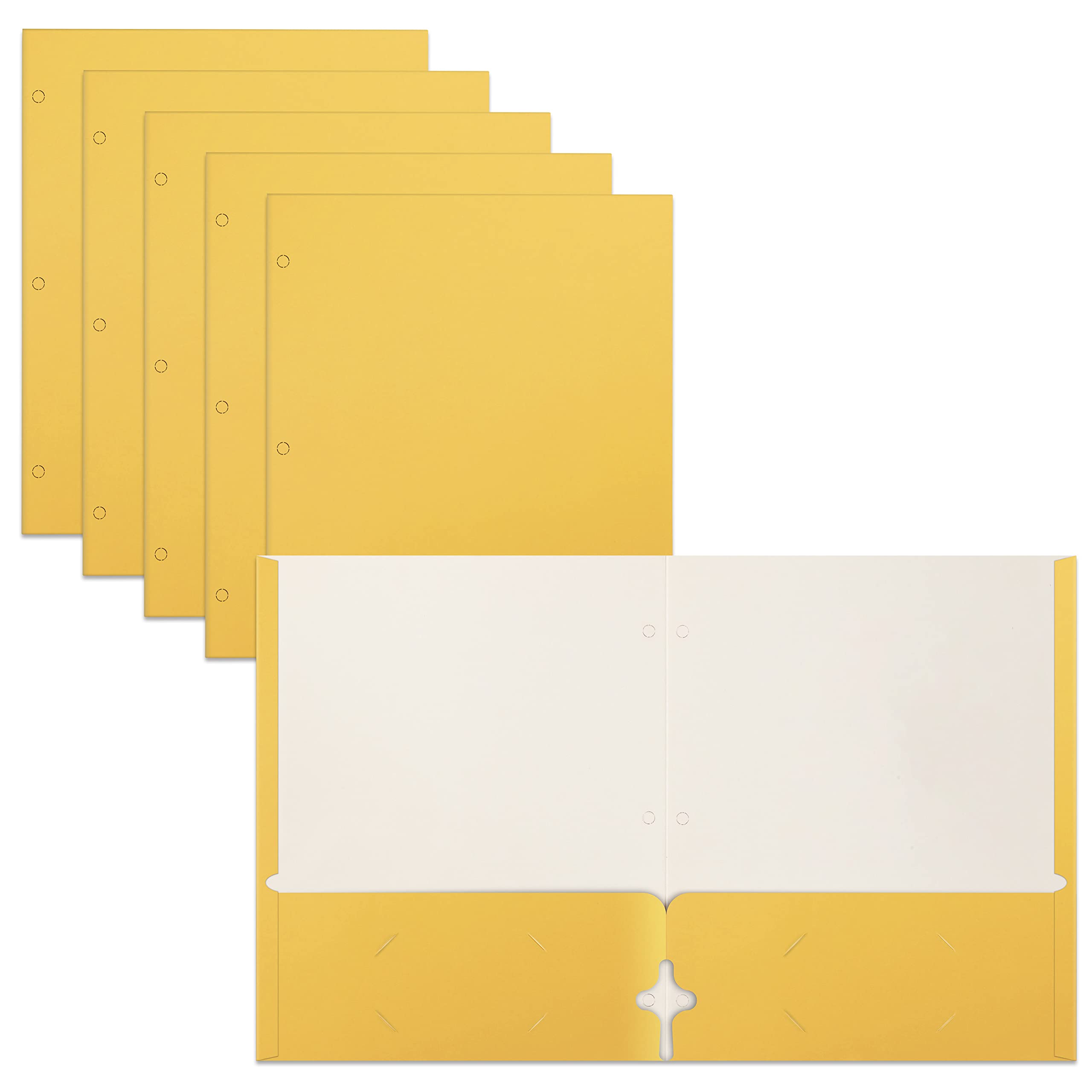 Better Office Products Two Pocket Portfolio Folders, 50-Pack, Yellow, Letter Size Paper Folders, 50 Pieces, Yellow