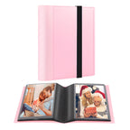 Small Photo Album 5x7 Holds 64 Photos Black Inner Page with Strong Elastic Band, 5x7 Mini Book Photo Pictures Album for Artwork,