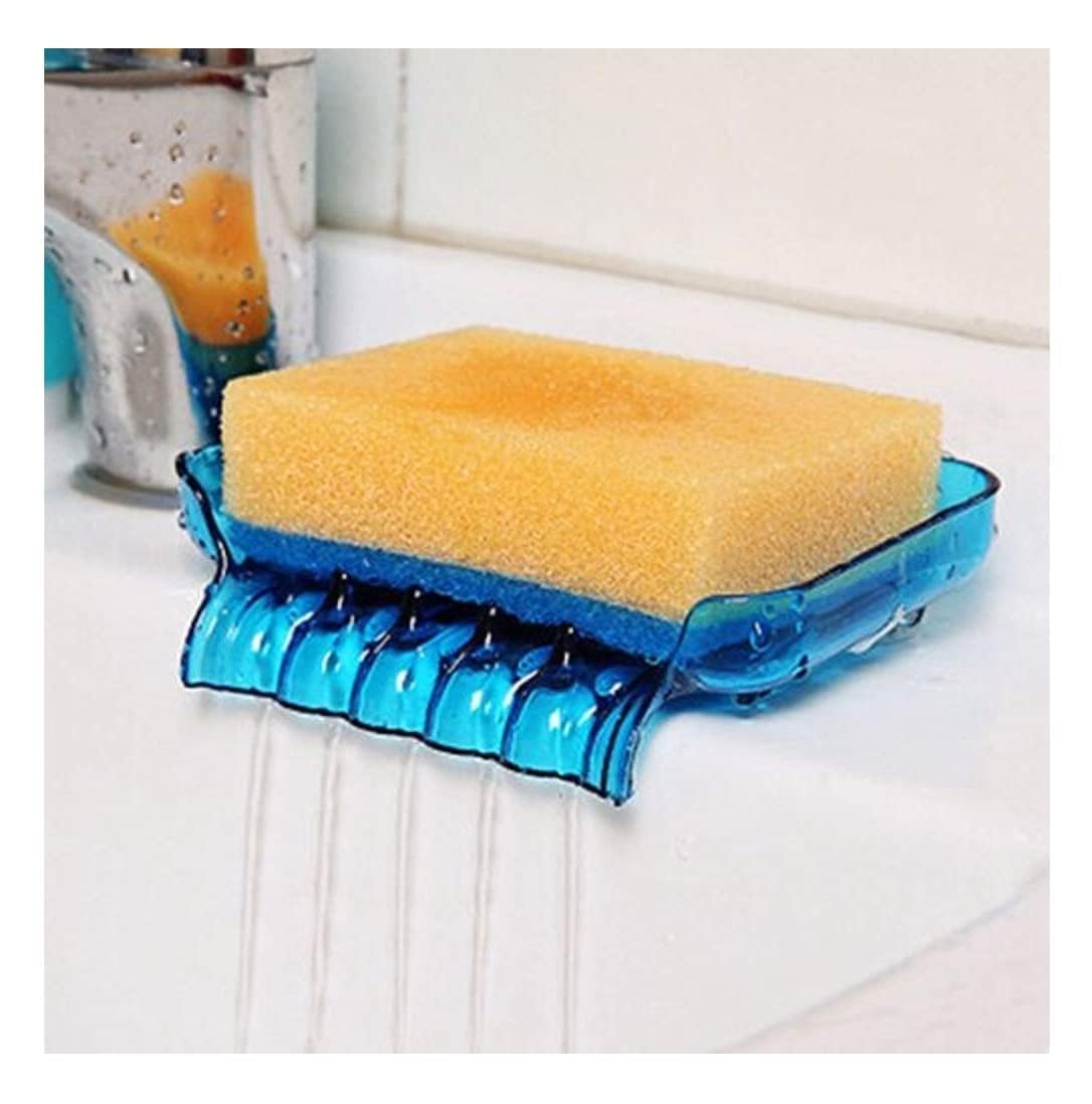 KLIVE Soap Holder Tray Drain Draining Bath Shower Waterfall Soap Box Sink Sponge Drainage Soap Dish Holder Shelf Organizer Conta