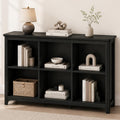 6 Cube Storage Bookcase, Wood Modern Horizontal Bookshelf, Rounded Corners