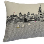 HomeRoots Cream 35' White Charleston Daylight Skyline Lumbar Decorative Pillow