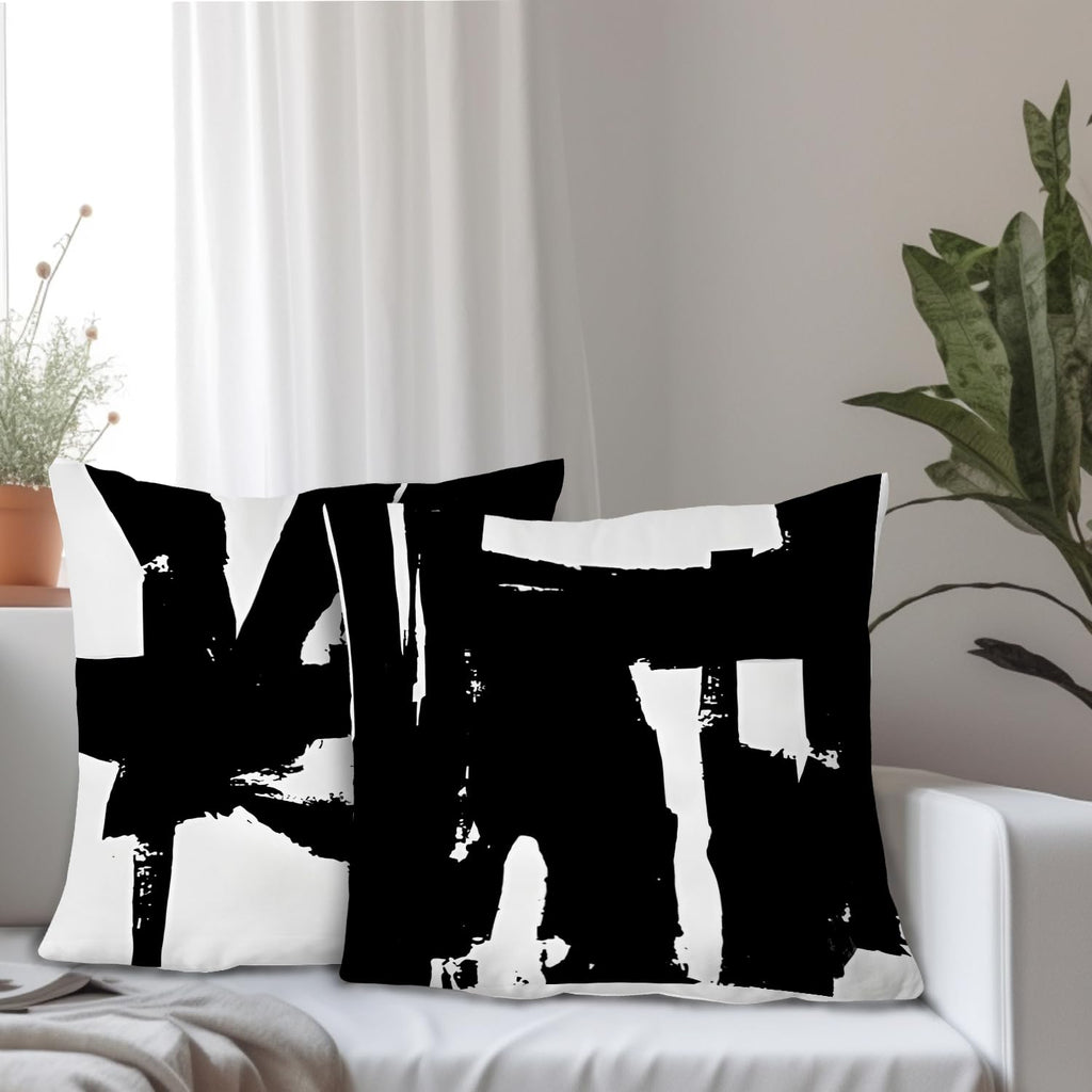 Supwhd Black And White Pillow Covers, Black And White Pillows Cover 16X16, Black And White Throw Pillows Cover Set Of 2, Black A