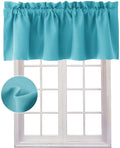 Hiasan Blackout Valance Curtains For Kitchen Solid Room Darkening Rod Pocket Valances For Windows, 42 X 18 Inches Length, Turquoise, 1 Panel