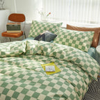 Clothknow Green White Plaid Comforter Set Twin 3Pcs Checker Bedding Comforter Sets Buffalo Twin Comforter Sage Green Comforter S