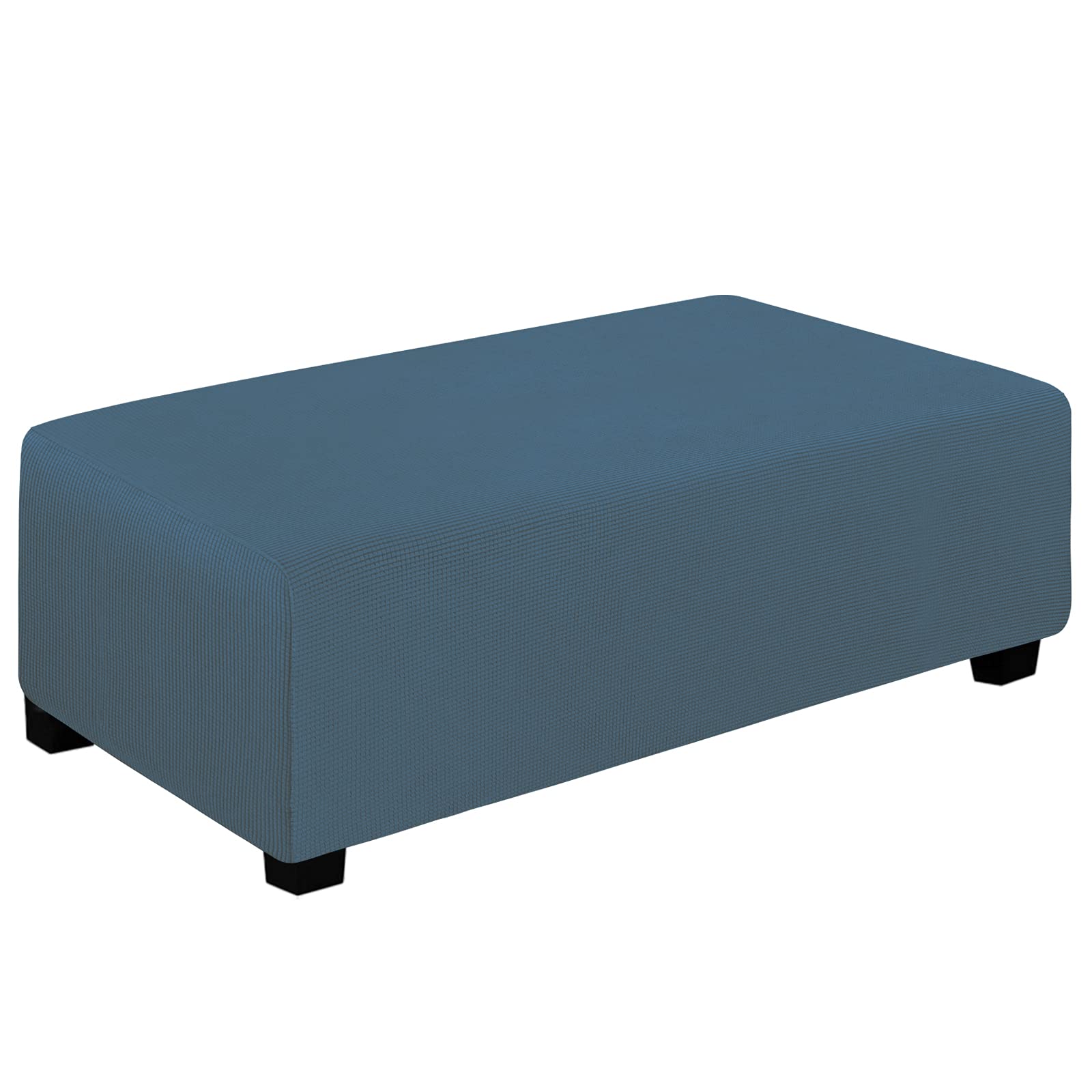 Easy-Going Stretch Ottoman Cover Folding Storage Stool Furniture Protector Rectangle Slipcover With Elastic Bottom (Xx-Large,Bluestone)