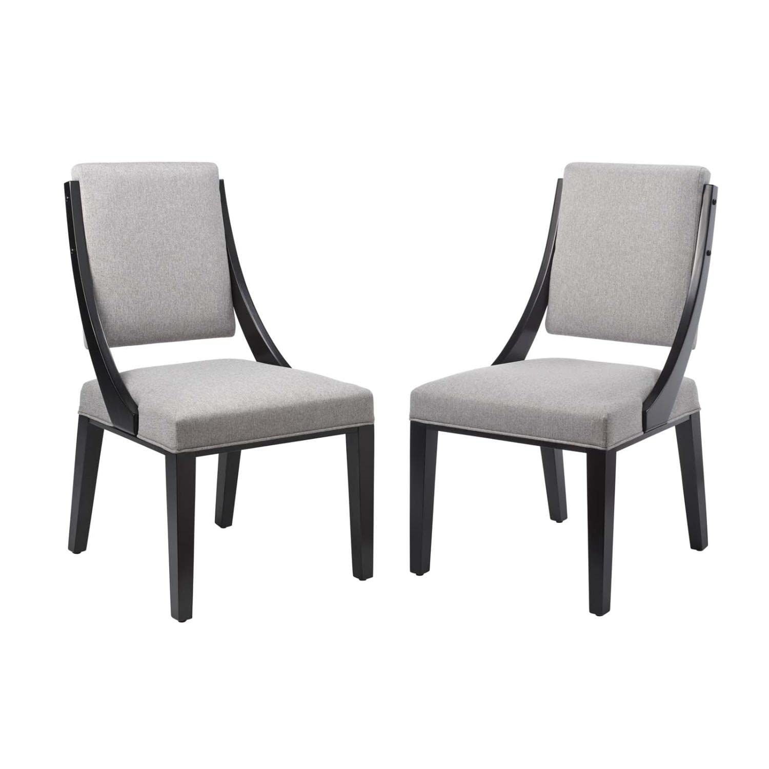 Modway Cambridge Solid Wood And Fabric Dining Chairs In Light Gray (Set Of 2)