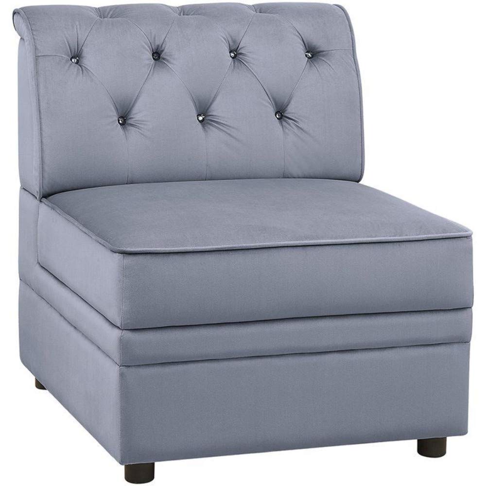 Benjara, Gray Benzara Velvet Armless Chair With Tufting