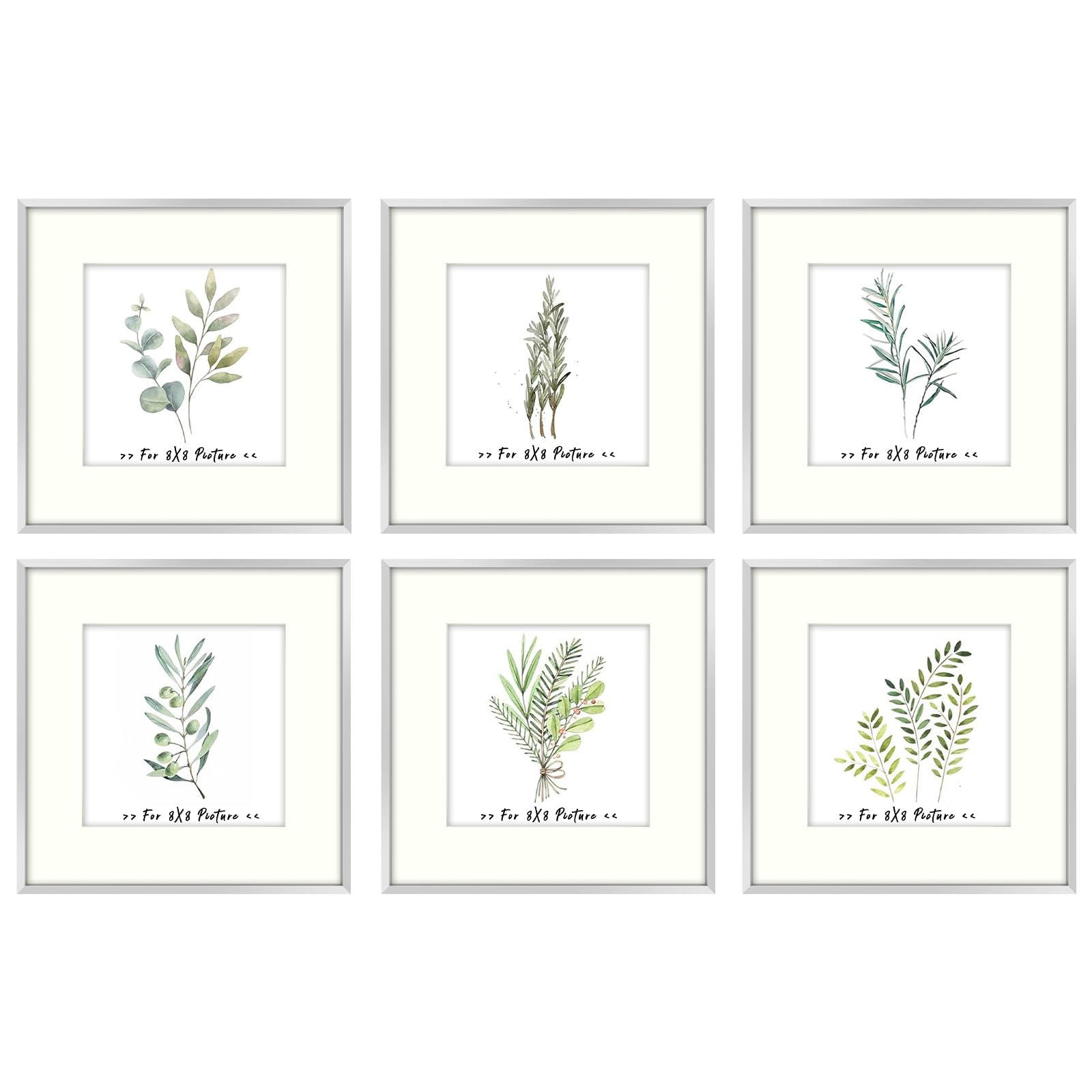 Golden State Art, 12x12 Picture Frame Silver, Square Frames for Picture 8x8 with Mat or 12x12 whitout Aluminum Photo Frame with 