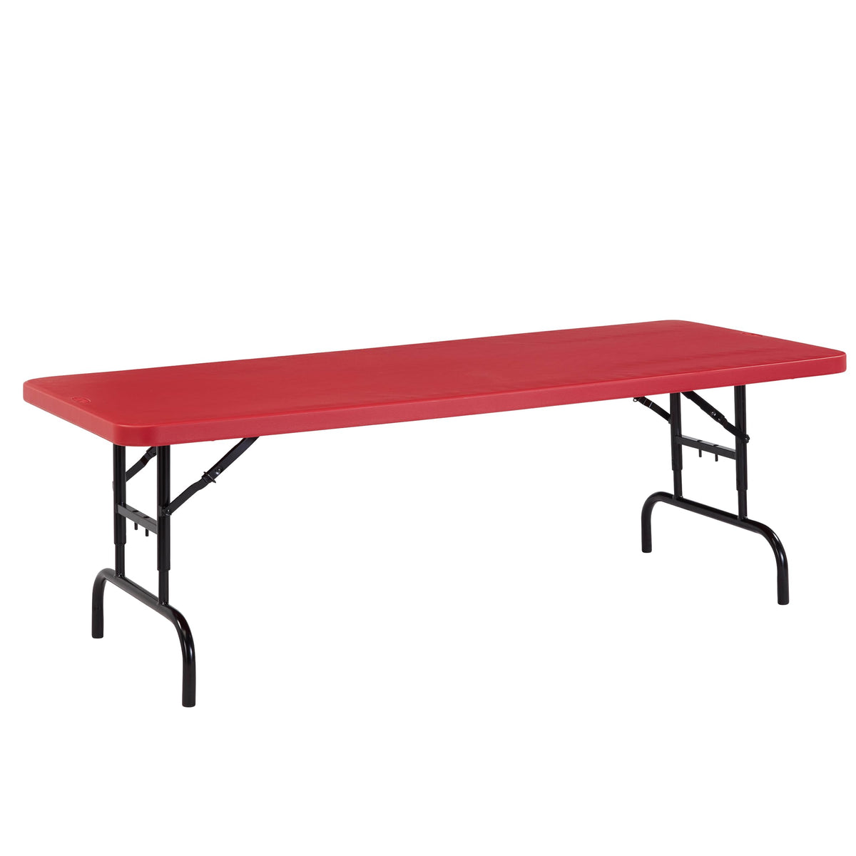 National Public Seating Bta3072 Series Steel Frame Rectangular Adjustable Height Plastic Top Folding Table, 1000 Lbs Capacity, 72&quot; Length X 30&quot; Width X 28.5&quot; Height, Red/Black