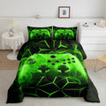Feelyou Gaming Comforter Set Kids Gamer Video Games Comforter For Boys Teens Modern Game Controller Bedding Set Breathable Green