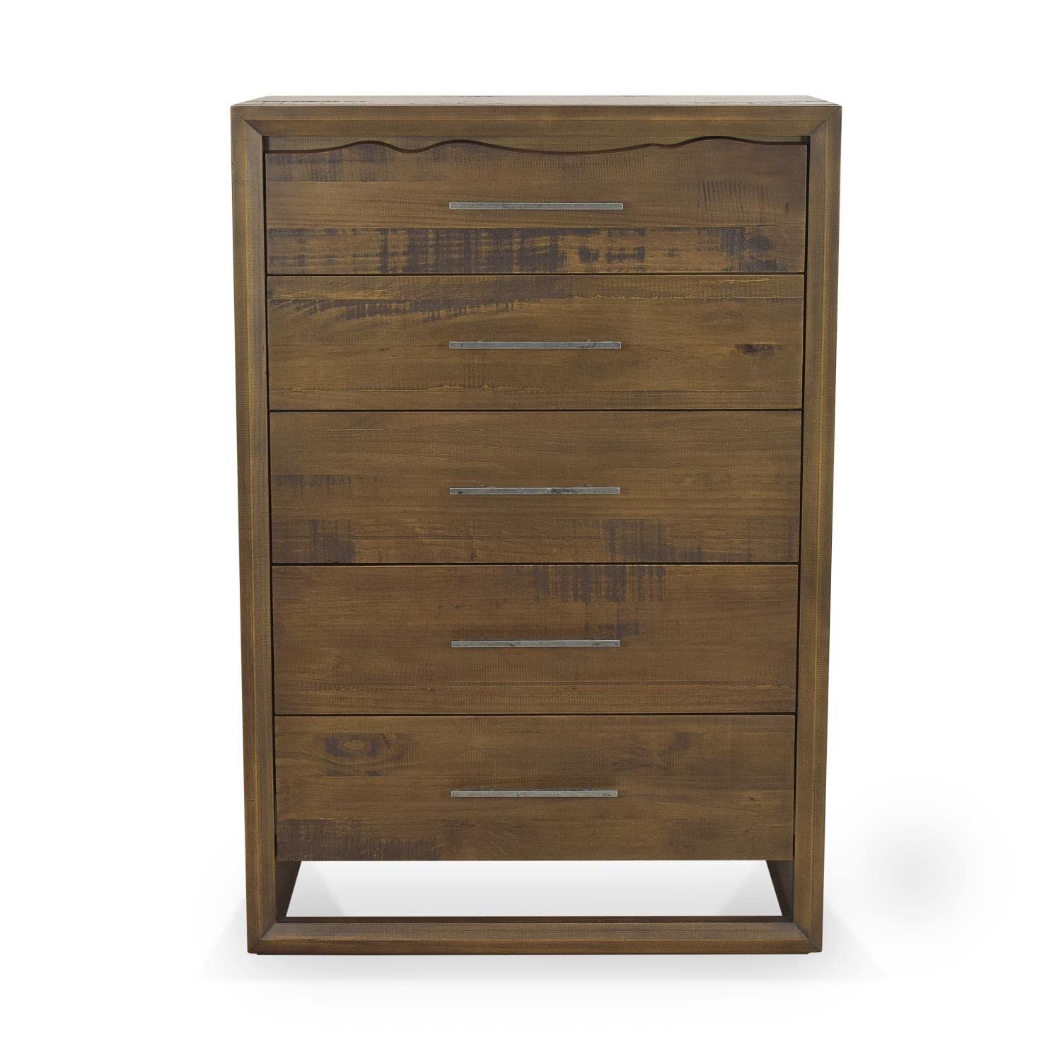 Steve Silver Solid Brazilian Pine 5-Drawer, Kiln-Dried, Durable, Mocha Finish, Rustic Modern Design, Brown Chest, 34.63 x 51.25 x 17.48