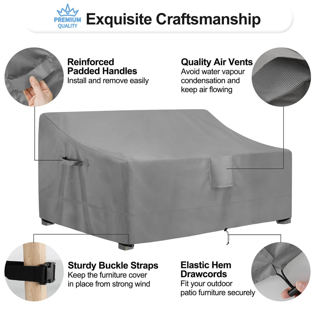 Outdoorlines Outdoor Waterproof Patio 3-Seater Couch Cover - Uv Resistant Patio Sofa Furniture Covers Weatherproof Heavy Duty Glider Covers For Outdoor Furniture, 76Wx32.5Dx33H Inches, Gray
