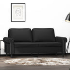 vidaXL Faux Leather Two-Seater Sofa - Modern Black Design, Padded Comfort, Indoor Lounge Seating, Durable Metal Frame, Easy-to-Clean Surface