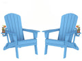 Plawdlik Folding Adirondack Chair Set of 2 with Cup Holder,Heavy All-Weather,Wooden Textured,HDPE Outdoor Chairs, Patio Backyard