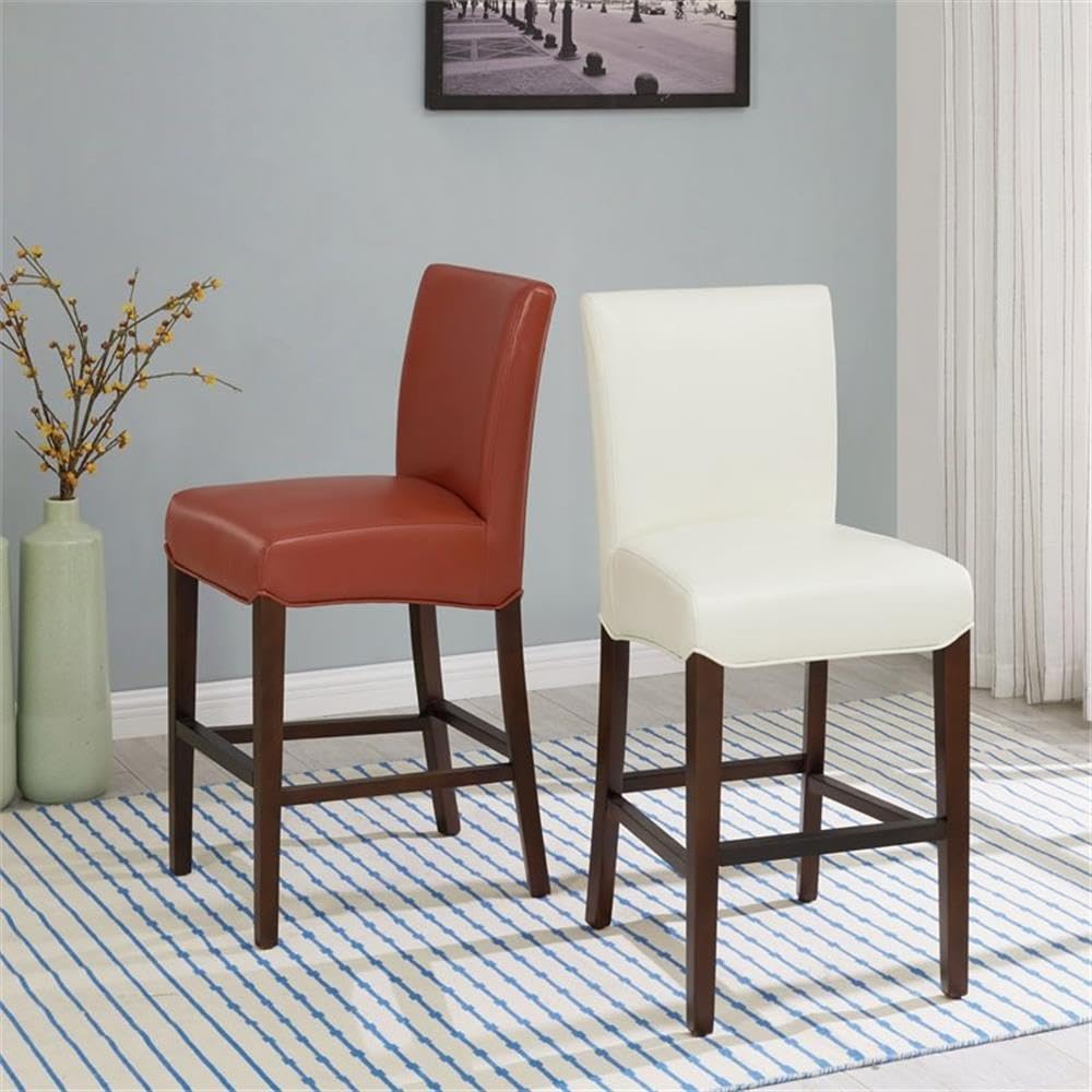 New Pacific Direct Milton Bonded Leather Counter Bar & Counter Stools, Pumpkin Brown