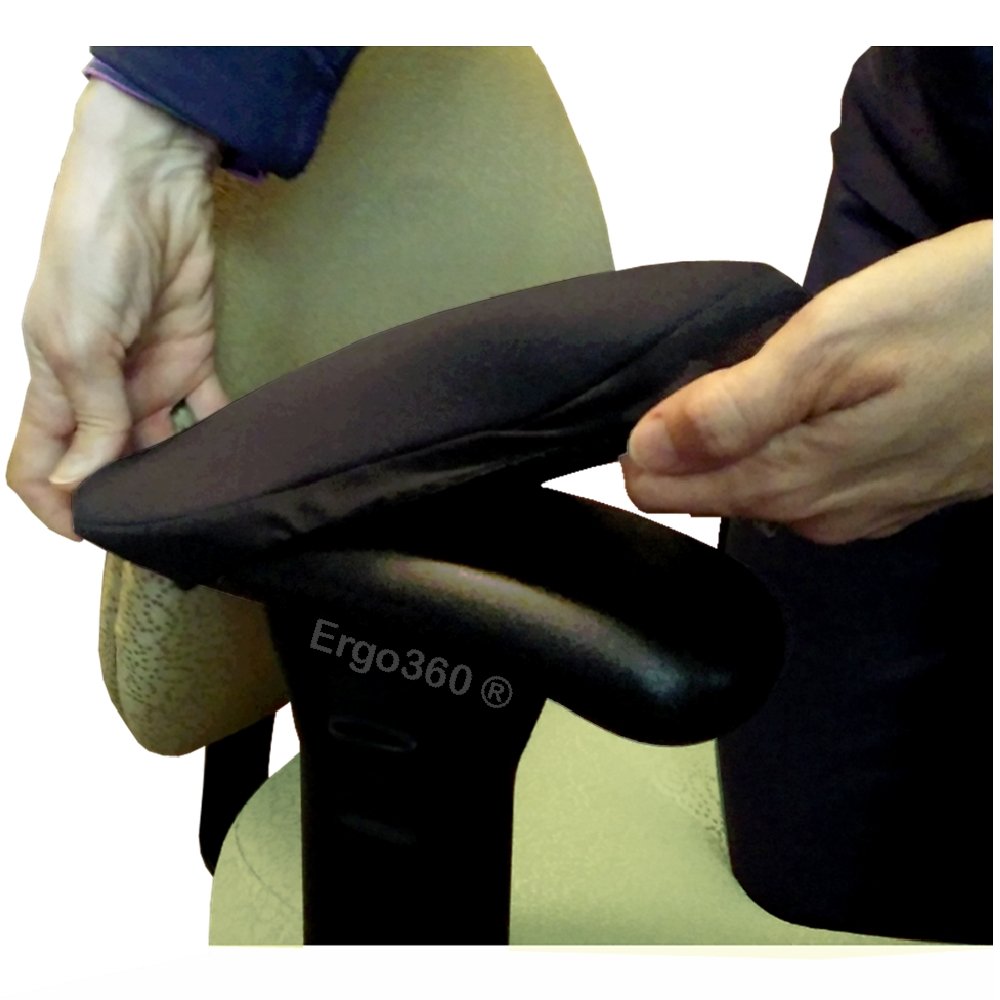 Ergo360 Soft Neoprene Chair Arm Pad Covers Stretch Over Armrests 9' to 10.5'. Restore, Protect and Cushion. Complete Set of 2.