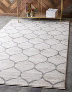 Unique Loom Trellis Frieze Collection Area Rug - Rounded (5' 1'' X 8', Ivory/ Gray)