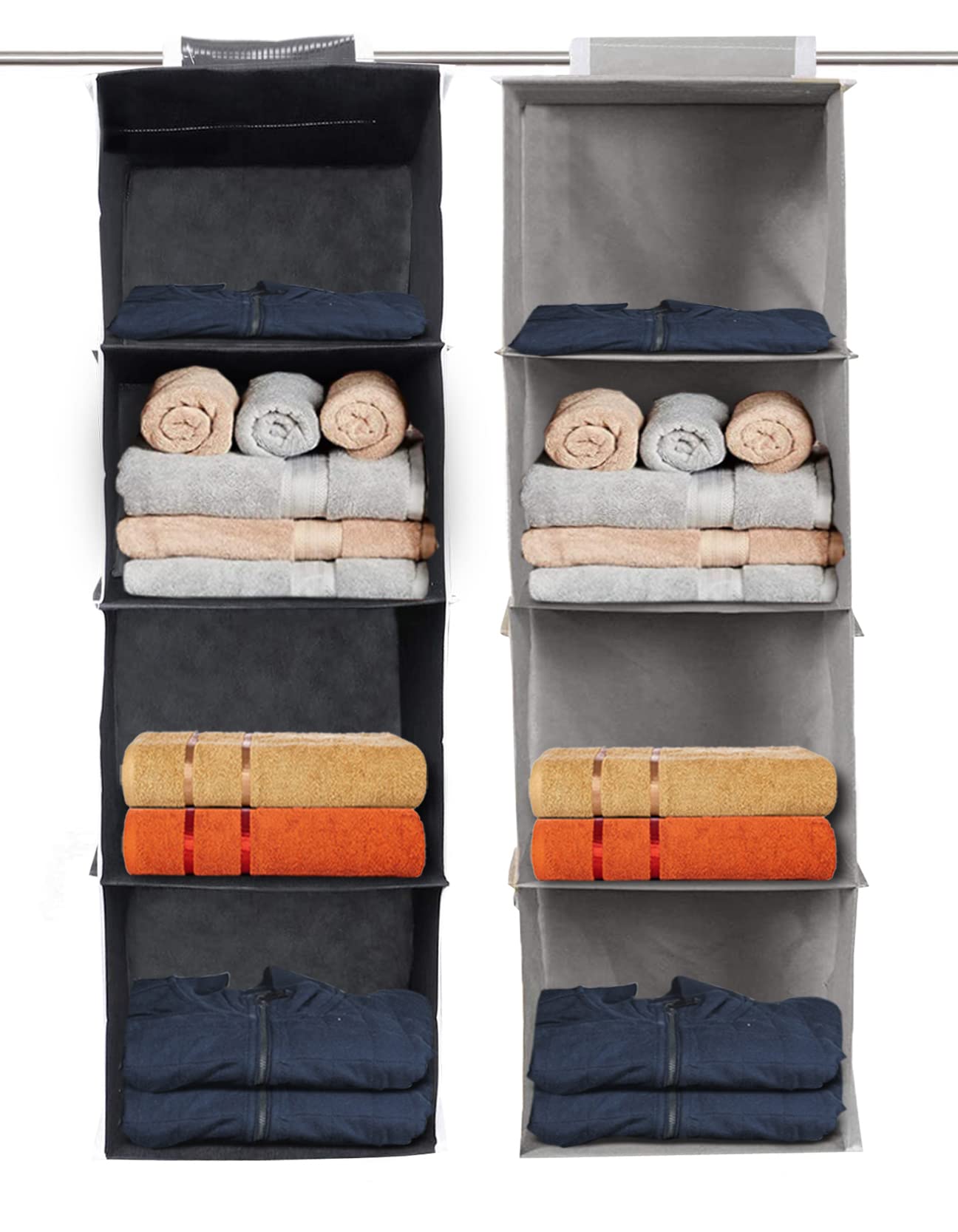 Shubhkraft 4 Shelves Hanging Organizer Combo / 4 Compartment Wardrobe Organiser/Hanging Closet Organizer For Wardrobe Storage (P