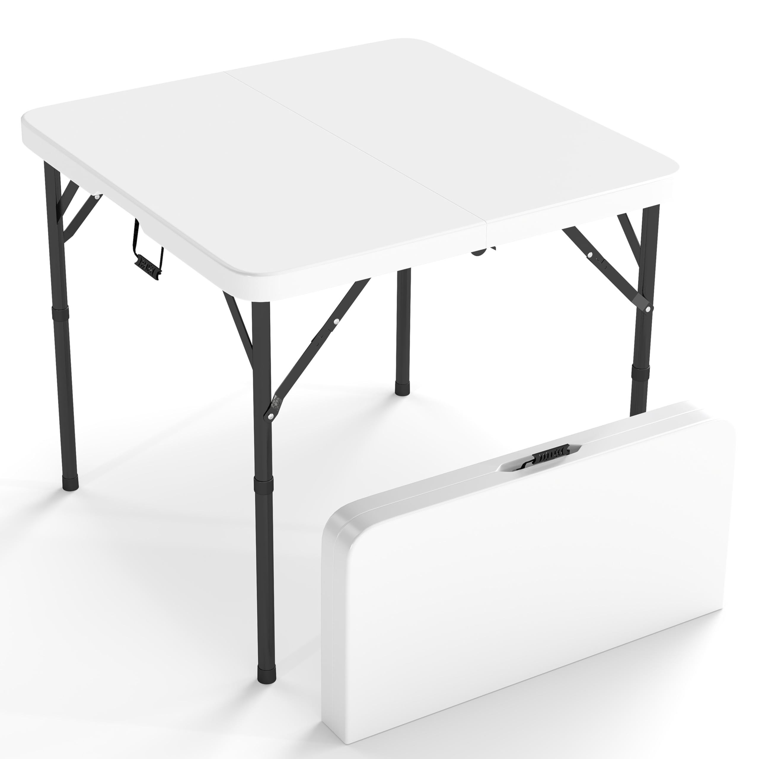 Real Relax Folding Table, 34 Square Portable Card Table with Handle and Removable Legs for Indoor Outdoor Picnic Party BBQ Campi