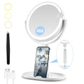 MIYADIVA Rechargeable 20X Magnifying Mirror with Light, Lighted Makeup Mirror with 20X/1X Magnification, 3 Colors Light and Adju