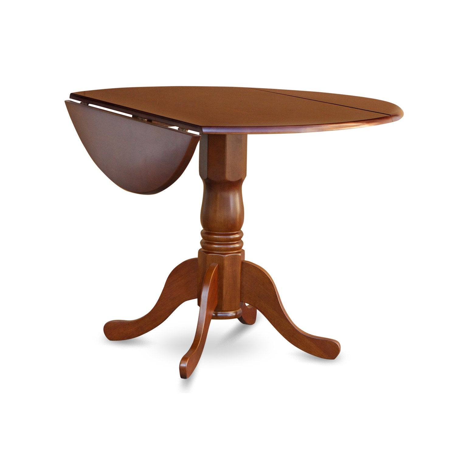 East West Furniture Dlt-Sbr-Tp Round Table With 29&quot; Drop Leaves In Saddle Brown
