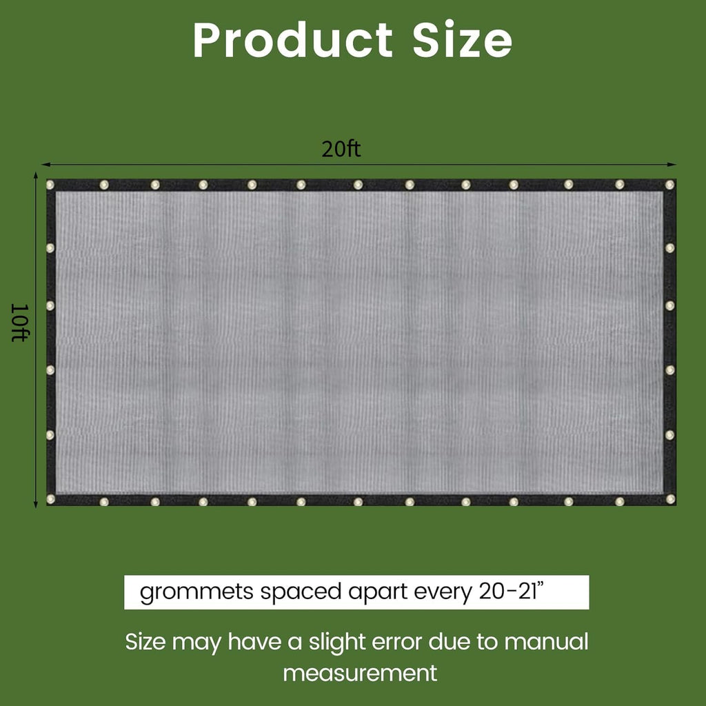 [Windscreensupplyco] 60-70% 10 Ft X 20 Ft Mesh Tarp/Shade Cloth 9-Needle Knitted Heavy Duty Black With Grommets For Green House, Garden, Pergola, Pools, Dump Truck