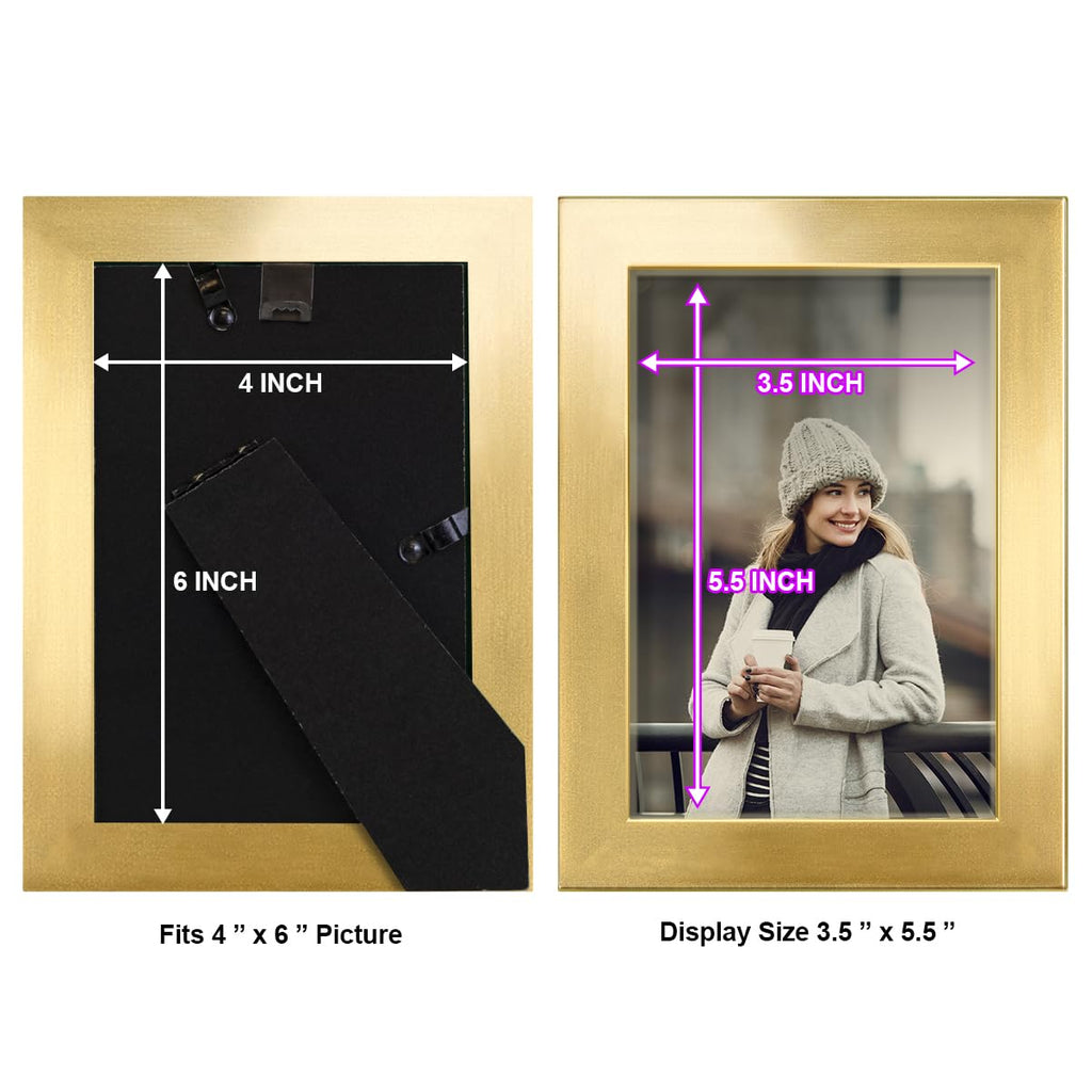 Renditions 4X6 Inch Solid Wood Picture Frame, High Definition Glass And High-End Modern Style Ready For Wall And Tabletop Photo
