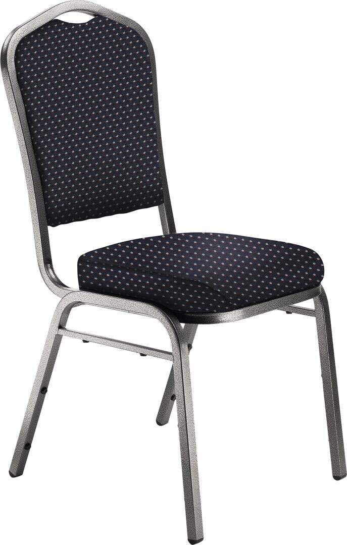 National Public Seating NPS 9300 Series 37&quot; Metal and Fabric Stack Chair in Diamond Navy/Silvervein