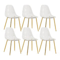Baysitone Clear Dining Chairs Set Of 6, Modern Kitchen Chairs With Transparent Seat, Acrylic Accent Side Chairs With Golden Plat