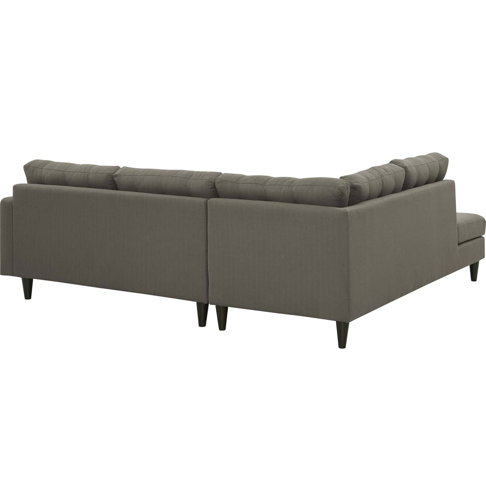 Modway Empress Mid-Century Modern Upholstered Fabric, Left Facing Bumper Sectional, Granite